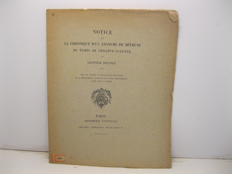Notice sur la chronique d'un anonyme de Bethune du temps de Philippe-Auguste